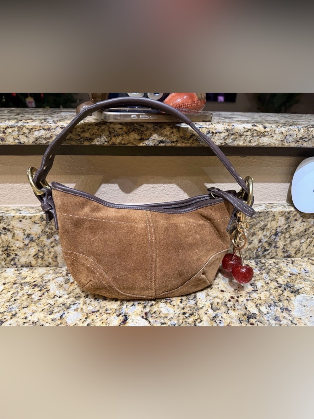 COACH Suede One Shoulder Bag Y2K Brown Leather Womens Vintage Designer Authentic